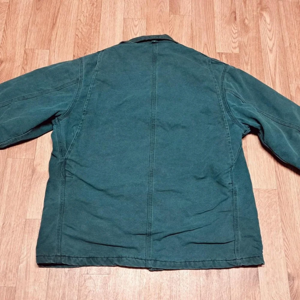 Vintage Carhartt Chore Jacket Blanket Lined Dark Teal Size Large - Picture 2 of 10